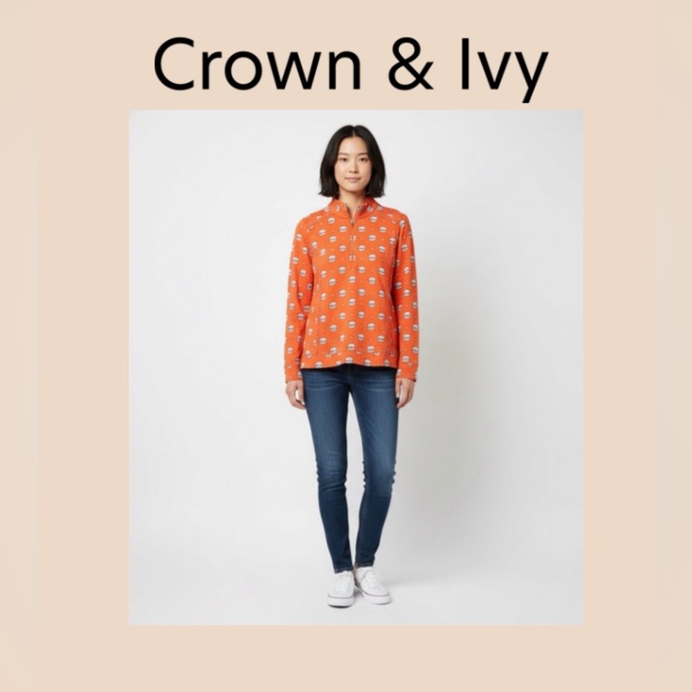 Crown & Ivy Orange Half Zip Pullover Size XL